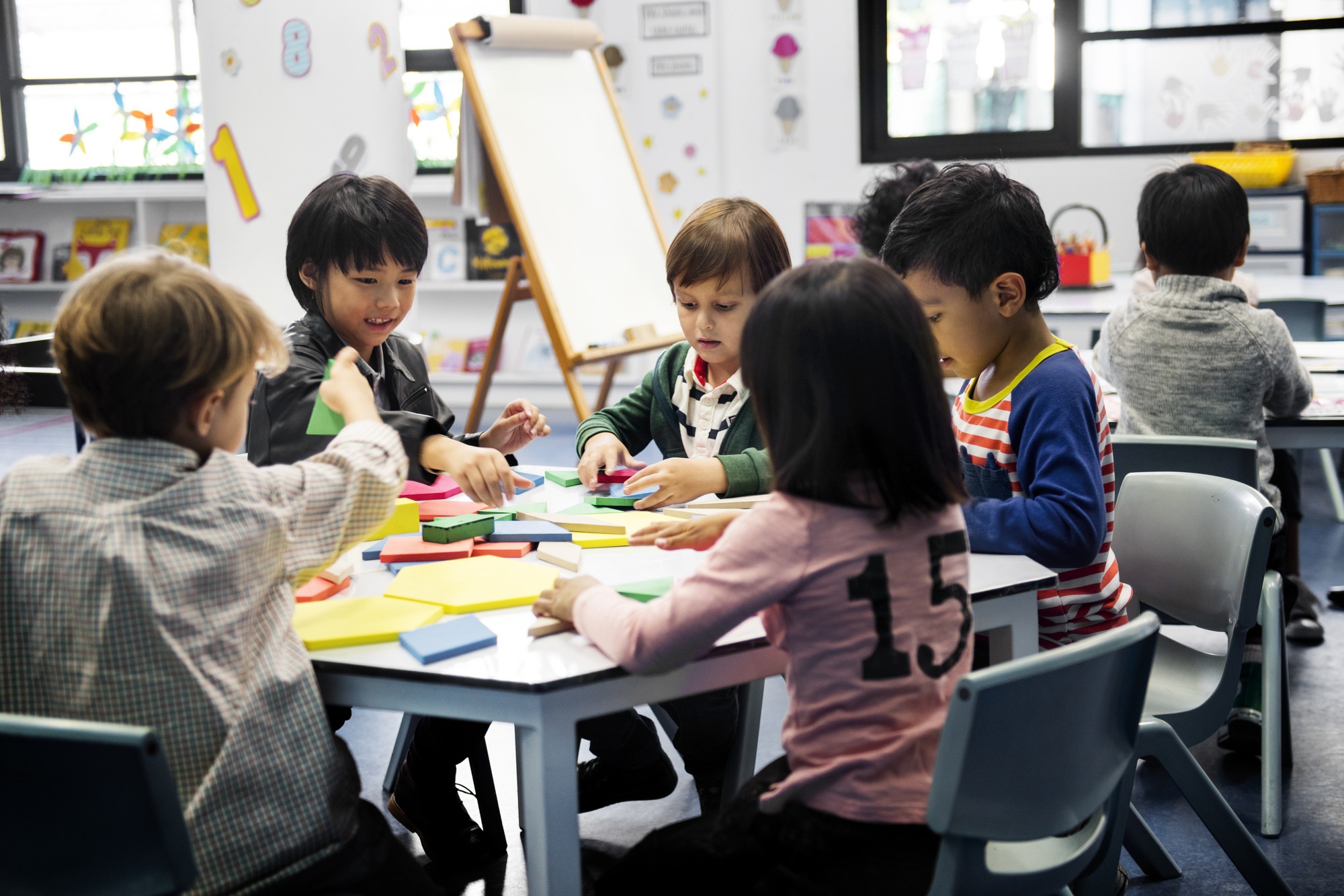 Group of diverse students at daycare